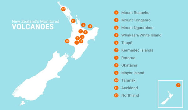 Monitored volcanoes